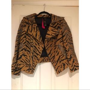 Free People animal print moto jacket